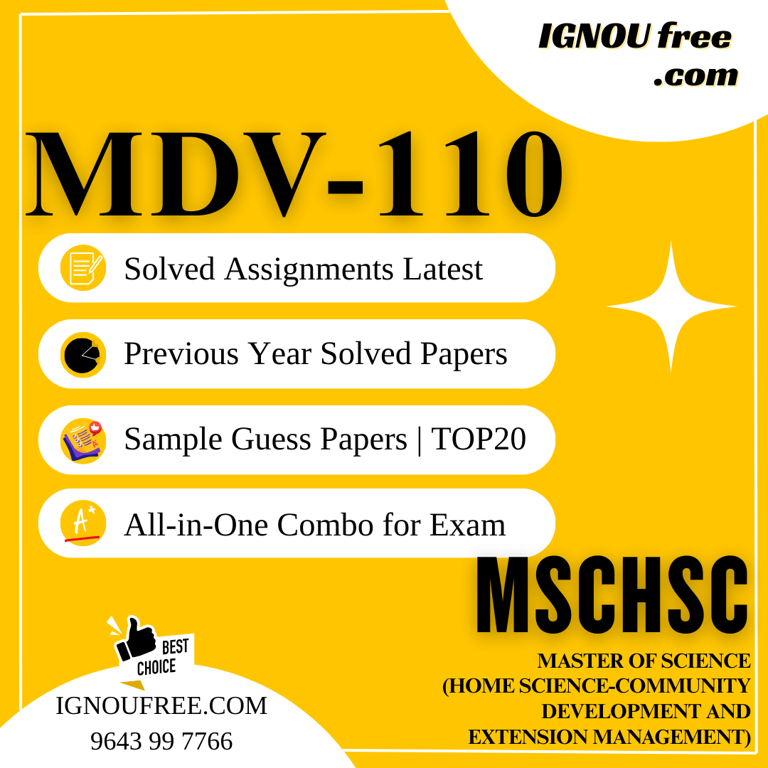 IGNOU MDV-110 | Training and Development – Solved Previous Year Papers, Assignment Support, Guess Papers & Top 20 Questions | Home Science – Community Development and Extension Management