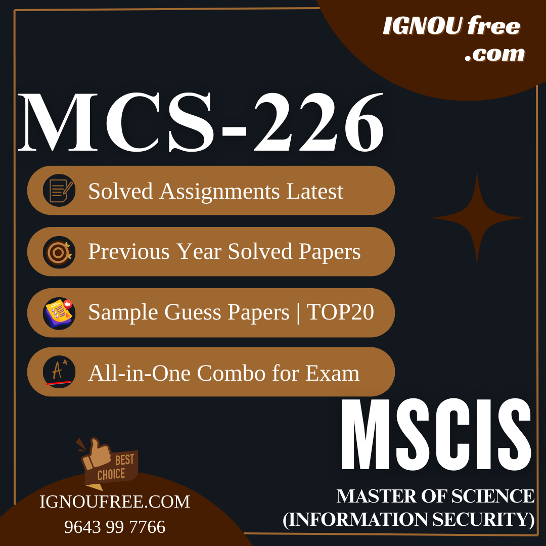 IGNOU MCS-226 | Data Science and Big Data – Solved Previous Year Papers, Assignment Support, Guess Papers & Top 20 Questions | Master of Science (Information Security)