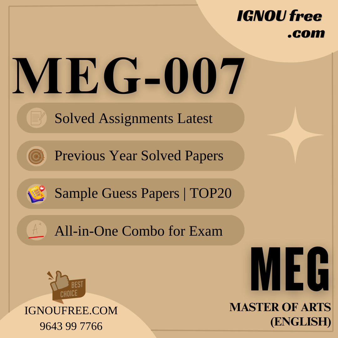 IGNOU MEG-07 | Indian English Literature – Solved Previous Year Papers, Assignment Support, Guess Papers & Top 20 Questions | MA English
