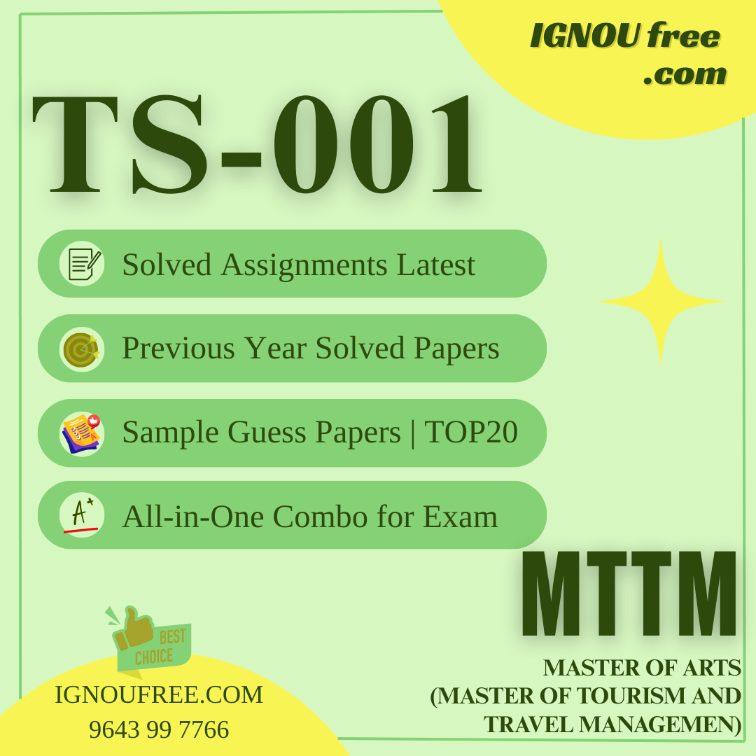 IGNOU TS-01 | Foundation Course in Tourism – Solved Previous Year Papers, Assignment Support, Guess Papers & Top 20 Questions | Master of Tourism and Travel Management