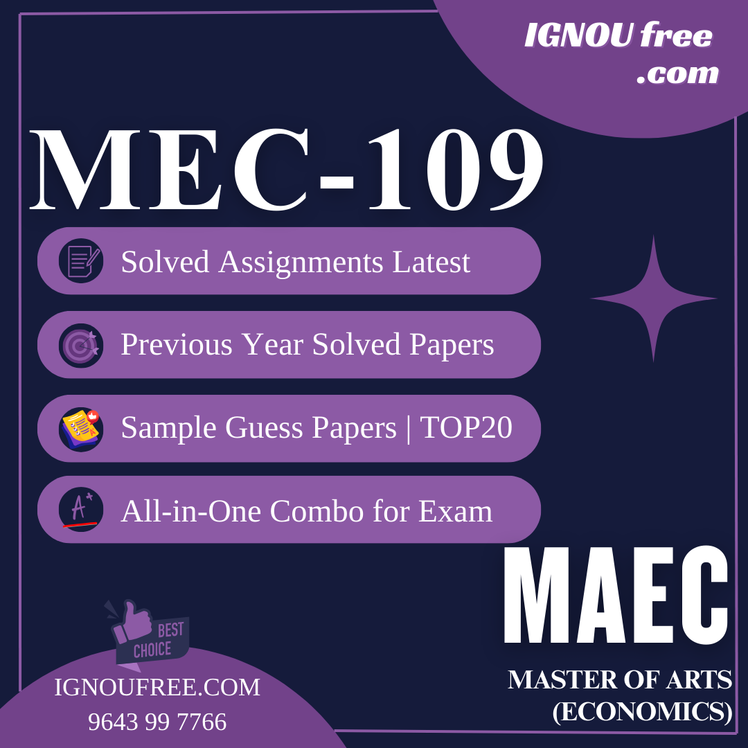 IGNOU MEC-109 | Research Methods in Economics – Solved Previous Year Papers, Assignment Support, Guess Papers & Top 20 Questions | MA Economics