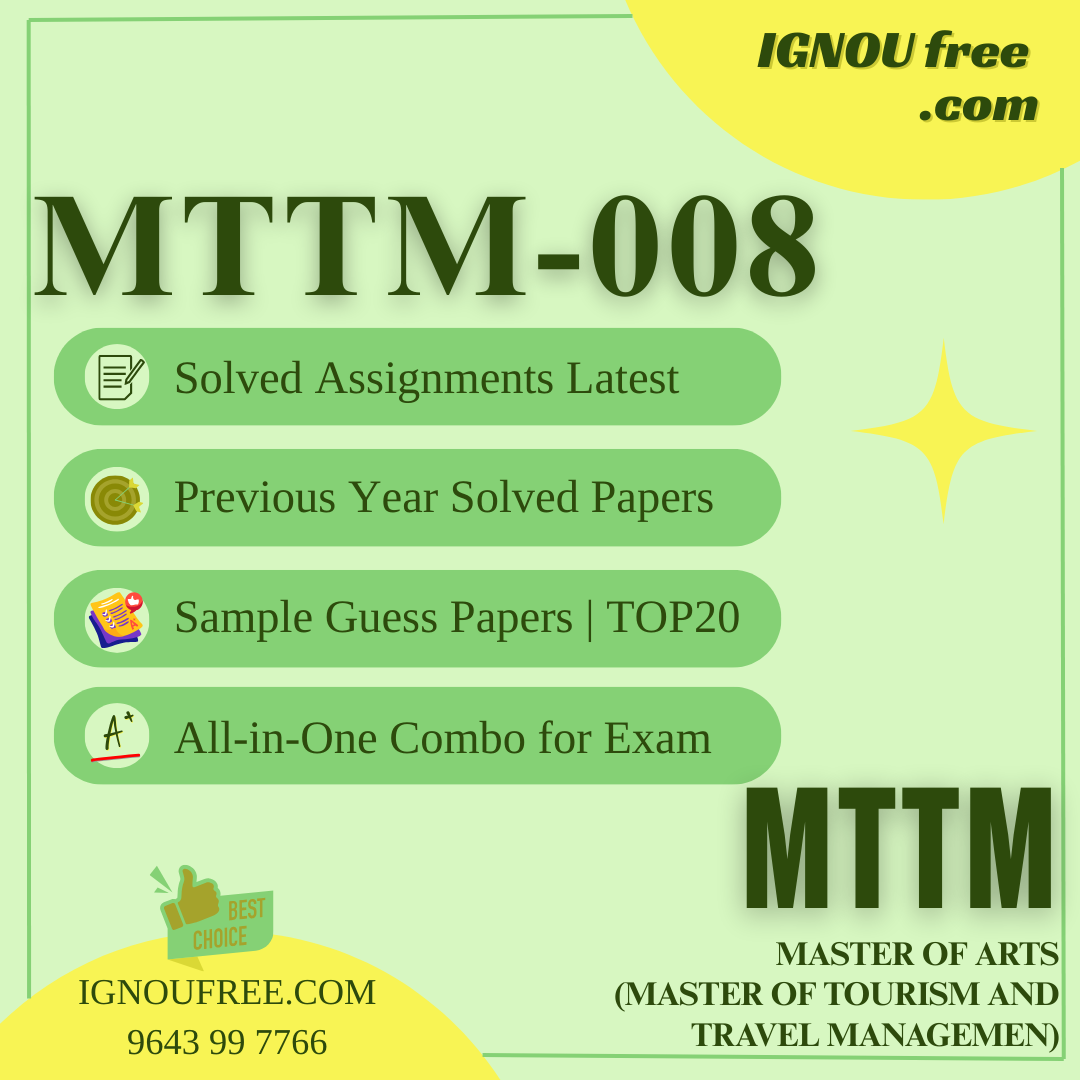 IGNOU MTTM-008 | Managing Entrepreneurship and Small Business in Tourism – Solved Previous Year Papers, Assignment Support, Guess Papers & Top 20 Questions | Master of Tourism and Travel Management