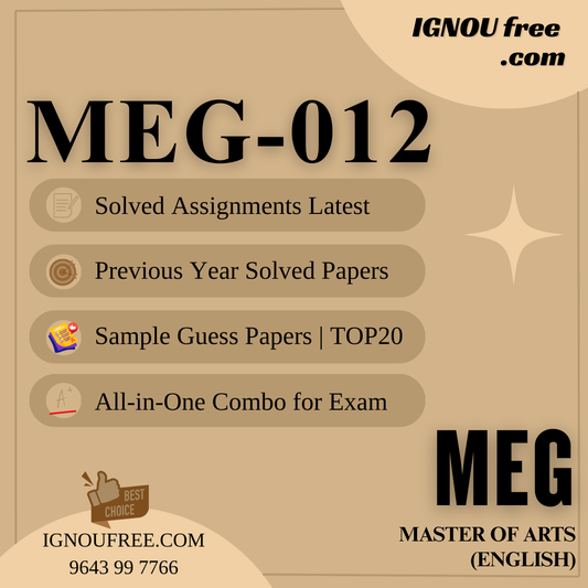IGNOU MEG-12 | A Survey Course in 20th Century Canadian Literature – Solved Previous Year Papers, Assignment Support, Guess Papers & Top 20 Questions | MA English