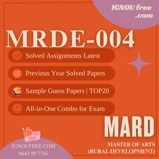 IGNOU MRDE-004 | Entrepreneurship and Rural Development – Solved Previous Year Papers, Assignment Support, Guess Papers & Top 20 Questions | MA Rural Development