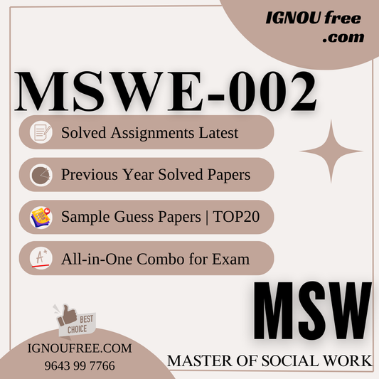 NOU MSWE-002 | Women and Child Development – Solved Previous Year Papers, Assignment Support, Guess Papers & Top 20 Questions | Master of Social Work