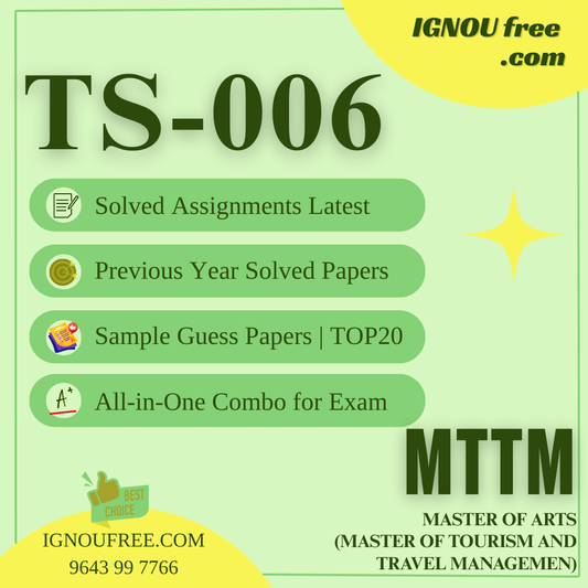 IGNOU TS-06 | Tourism Marketing – Solved Previous Year Papers, Assignment Support, Guess Papers & Top 20 Questions | Master of Tourism and Travel Management