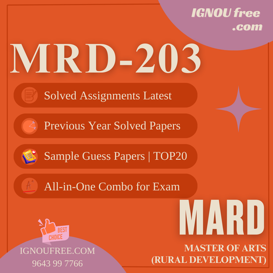 IGNOU MRD-203 | Rural Development – Planning and Management – Solved Previous Year Papers, Assignment Support, Guess Papers & Top 20 Questions | MA Rural Development