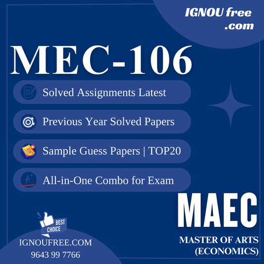 IGNOU MEC-106 | Public Economics – Solved Previous Year Papers, Assignment Support, Guess Papers & Top 20 Questions | MA Economics