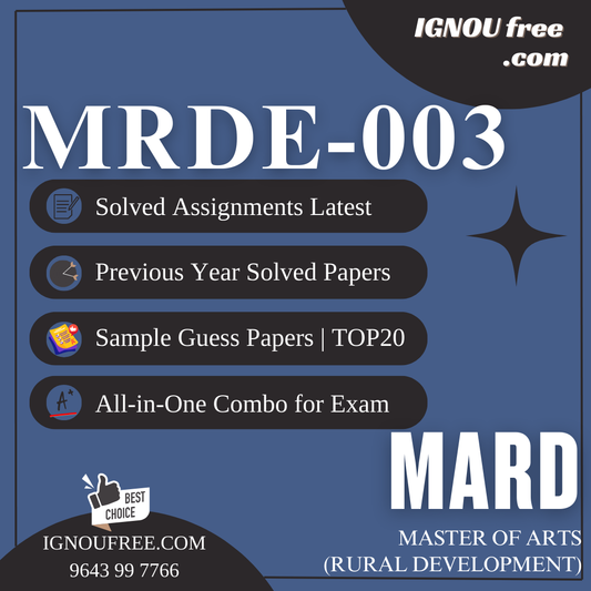 IGNOU MRDE-003 | Land Reforms and Rural Development – Solved Previous Year Papers, Assignment Support, Guess Papers & Top 20 Questions | MA Rural Development