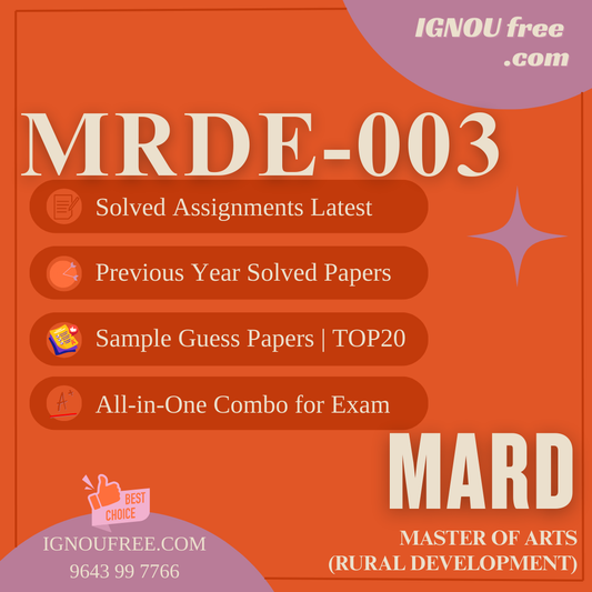 IGNOU MRDE-003 | Land Reforms and Rural Development – Solved Previous Year Papers, Assignment Support, Guess Papers & Top 20 Questions | MA Rural Development